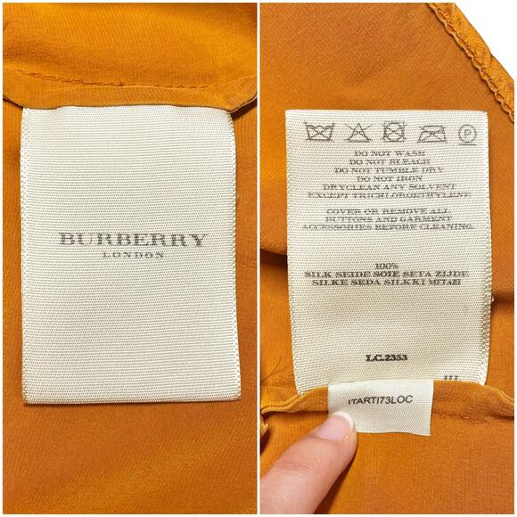 BURBERRY Vintage 90s Silk Babydoll Tank Blouse in Burnt Orange Copper Size 8 - Picture 10 of 11
